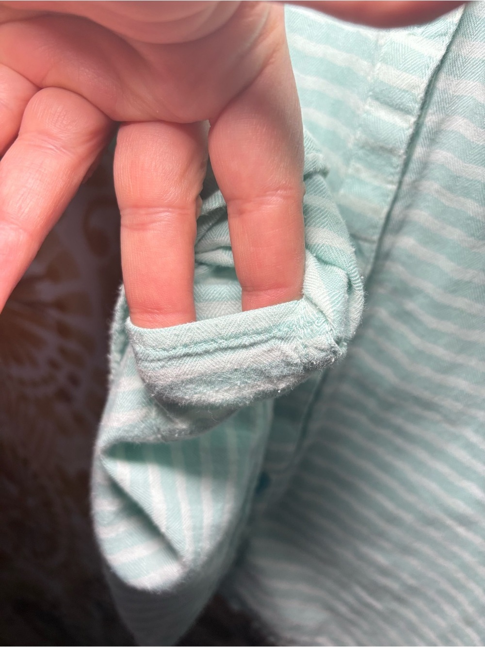 Columbia Women's Mint Green Striped Button-Down Shirt | Roll-Tab Sleeves - Picture 8 of 13